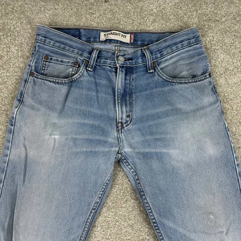 Levis 505 Straight Fit Jeans 31x32 Light Wash Distressed Cotton Denim VTG 90s